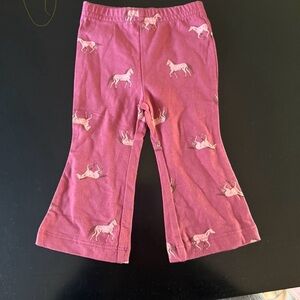 Pink Horse Print Flared Pants